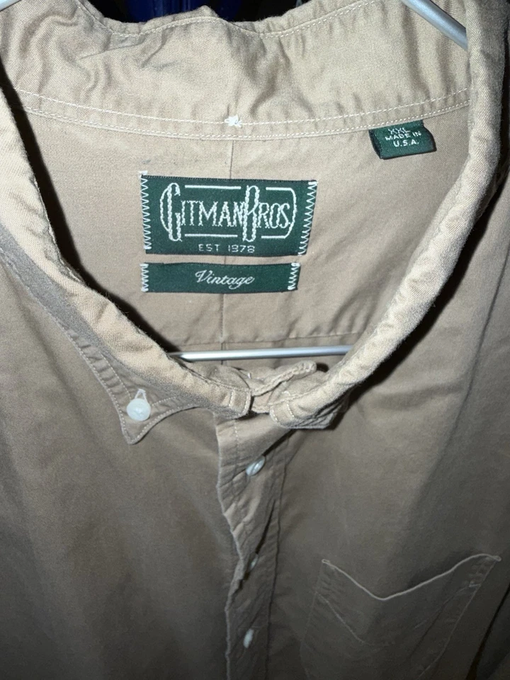 Gitman Vintage Tan/Khaki 100% Cotton Shirt XXL Made In USA - Image 3 of 3