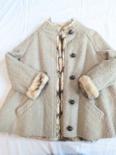 Vintage Fur-lined Swing Coat 1960s 60s Fab Glam Cape tan light neutral medium