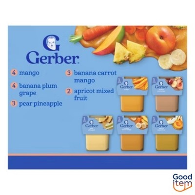Gerber Non-GMO Baby Food Stage 2 Adventure Variety Pack Puree 2oz Tubs (32 Pack)