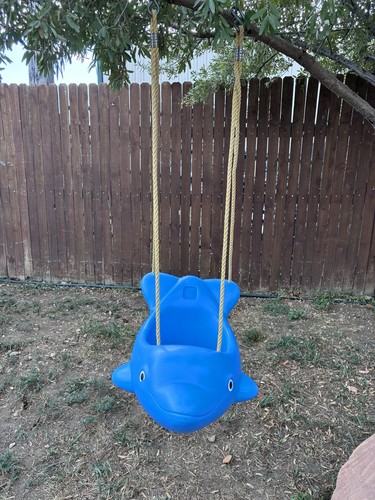 STEP 2 Vintage Blue Dolphin Baby/Toddler Rope Swing Outdoor Playground/Yard Toy