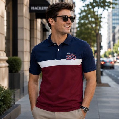 America 250th Anniversary Patriotic Golf Polo, 4th of July Basic Shirt  (S-5XL)