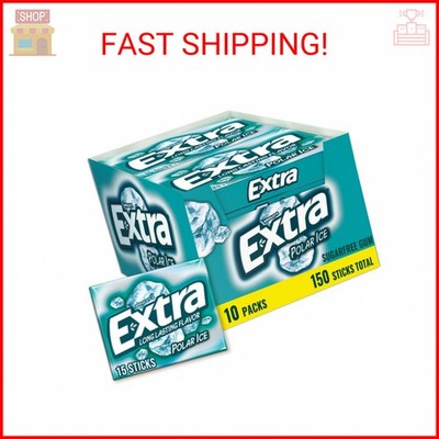EXTRA Polar Ice Sugarfree Gum, 15 Sticks (Pack of 10)