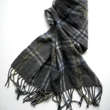 CEJON Gray Plaid Scarf Rectangle Head Square Wrap Neck Made in Italy 11"x64"