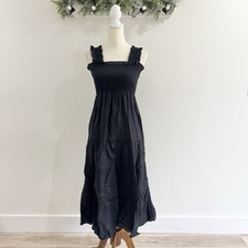 New Quince 100% Organic Linen Gauze Smocked Dress Black Small CC4609