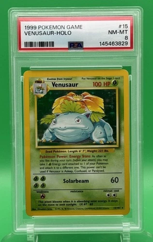 Venusaur 1999 Pokémon Base Set Holo 15/102 PSA 8 WOTC