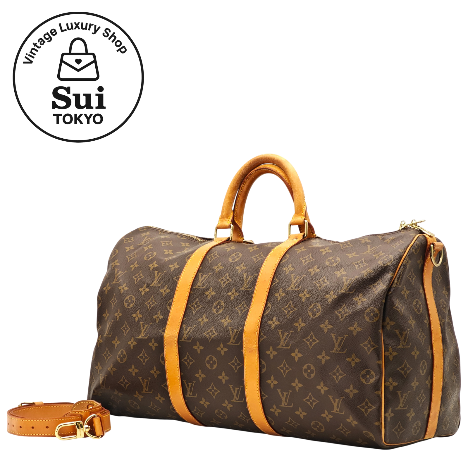 LOUIS VUITTON Keepall Bandouliere 50 Duffle Bag Boston Bag Auth M41416 Brown