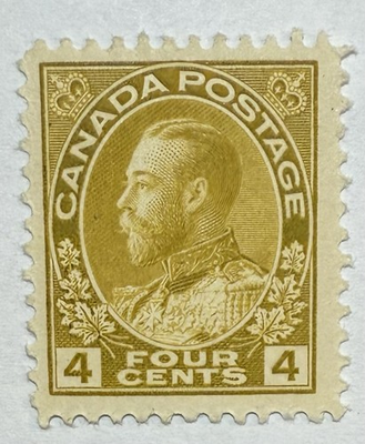 #ad Canada #110 1922 4c olive bistre George V “Admiral Series” MLH VF; $100 UCV $35.00