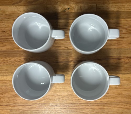 Crate & Barrel Aaron Probyn Set of 4 White Coffee Mugs New w/o Tags Mint Cond. - Picture 2 of 7