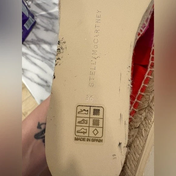 $500 STELLA MCCARTNEY логотип двухцветный в полоску Espadrilles крышка носок плоскостях - Изображение 4 из 4