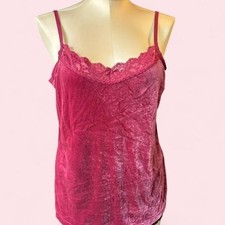Vintage Velvet Lace Trim Camisole &ndash; Deep Rose Pink
