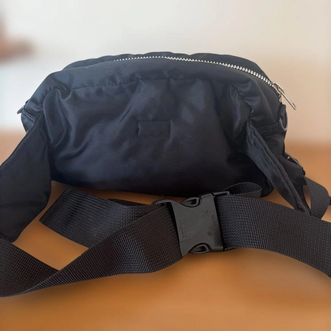 PORTER Yoshida TANKER Waist Bag Black Nylon Orange Lining 25cm Body Bag Japan