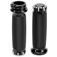 1 Inch Hand Grips 25mm Motorcycle Handlebar Grips Cable Throttle for Harley D...