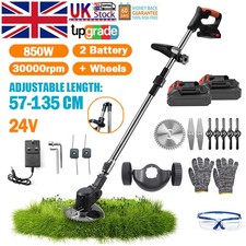 850W Cordless Electric Grass Trimmer Strimmer Garden Edger Cutter with 2 Battery
