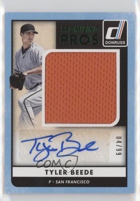 2016 Donruss Promising Pros Materials Signatures Green 4/99 Tyler Beede Auto 0b0