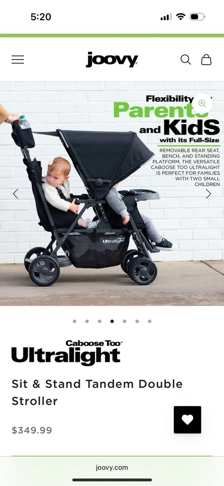 Joovy Caboose Too Ultralight Graphite Stroller - Image 4 of 4