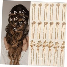 18 Pieces Gold Hair Accessories For Women Pearl Crystal Bridal Hair FZB-4957