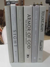 DECOR Book lot of 6 Library Shelf Display Light Gray Hues Black-Silver Text EXC