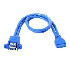 chenyang USB 3.0 Front Panel Header 19/20Pin 1 Male to 2 Female Blue