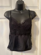 Victoria  s Secret Black Silk Cami Lace Size Medium