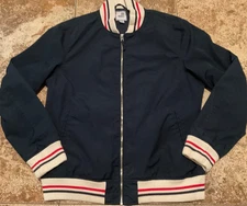 VINTAGE JCPENNEY ZIP-UP PREPPY JACKET ( MENS LARGE ) NAVY RED SAIL PREOWNED