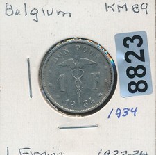 BELGIUM 1 FRANC - 1934 #8823