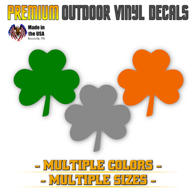 Irish Shamrock Clover Vinyl Sticker Decal, Three Leaf Symbol of Ireland & Luck