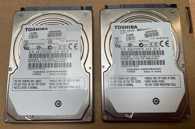 2× Toshiba 500GB 2.5" SATA HDD – Tested, CrystalDiskInfo Good - No Bad Sectors - Image 1 of 2