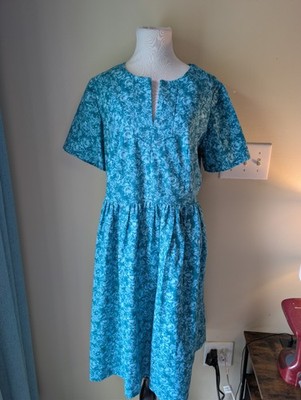 Handmade Dee s Designs Blue Dress with Split V-Neck Cottagecore