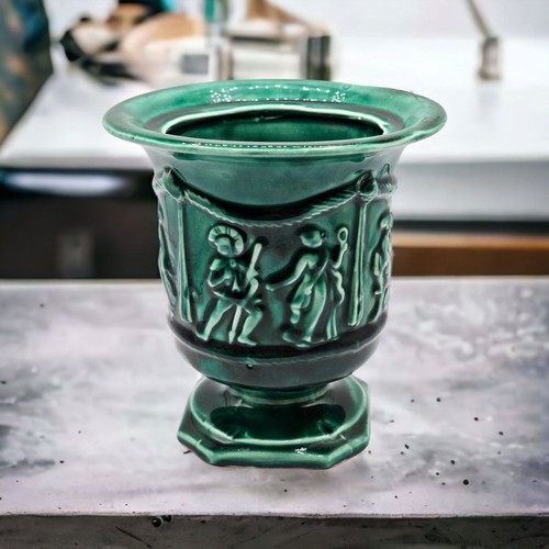Vintage signierte Arnels Keramik Glas Urne Vase Blumentopf römisch griechisches Design
