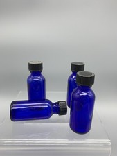 New Cobalt Blue Screw Cap Glass Bottles 28 ml - Lot of 4 empty