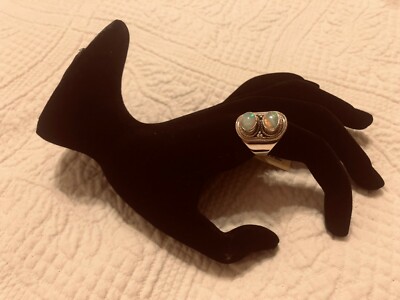 Silver, Opal Two Stone Ring - Size 7