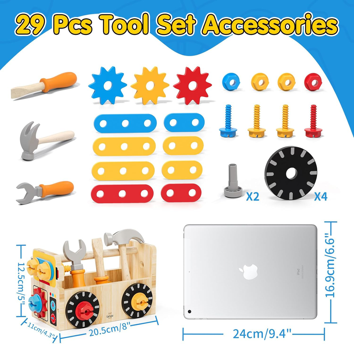 Caisse a Outil Enfant Jouet en Bois Jouet Fille Garcon, 29 Pièces Boite a Outils Établi Enfant,Jeu Construction Jeux Educatif 3 Ans+ - Jeux - Jouets