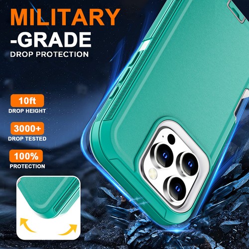 Heavy Duty Rugged Case for iPhone 16 Pro Max 16 Plus Military Shockproof Cover - Photo 15 sur 60