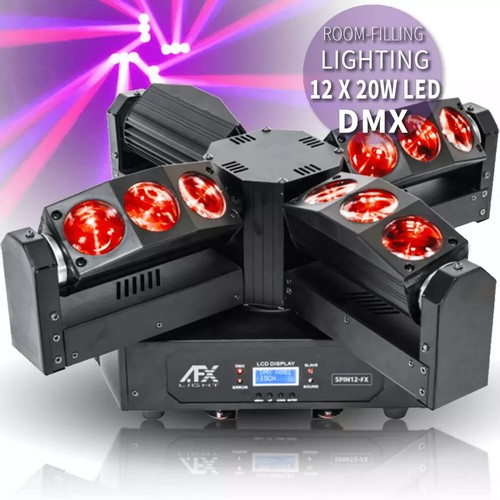 AFX Spin12-FX High Power 4-Head LED Beam Moving Head Light Endless Rotation