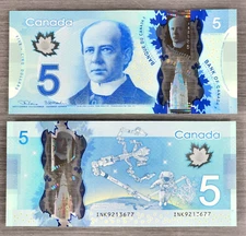 2013 (2022) Canada $5 Five Dollar Polymer Banknote P106e Lane & Macklem UNC.