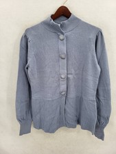 Gabriella Rossi Womens Blue Long Sleeve Cotton Cardigan Jacket Size Large