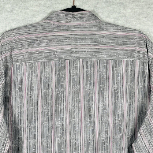Camisa Tommy Bahama Para Hombres Algodón Seda Abotonada Talla L Repujado Palmeras Occidental - Imagen 13 de 15
