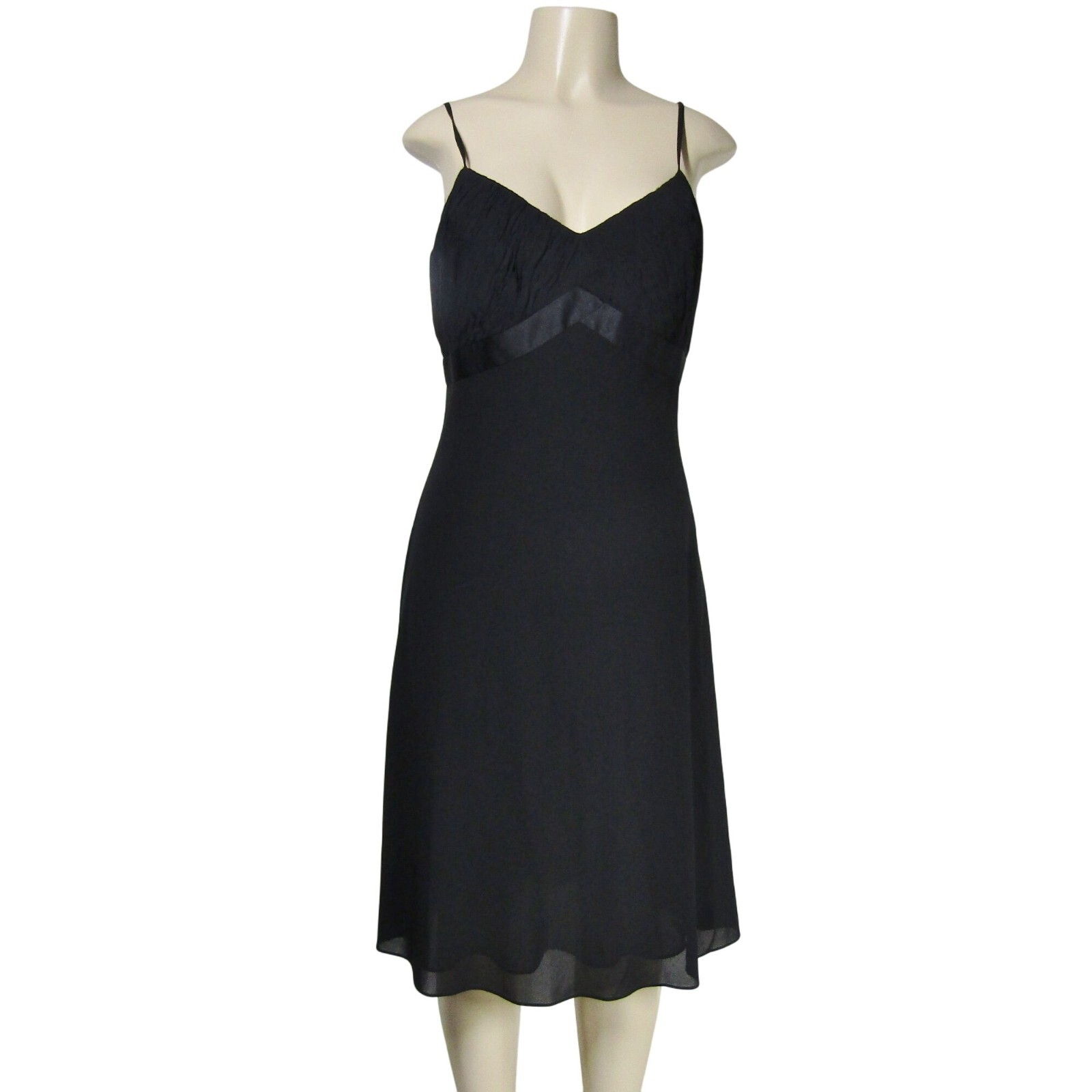 VTG Y2K SLIP DRESS BABY DOLL 100% Silk Black Whimsigoth Fairy LBD Loft Dress 8
