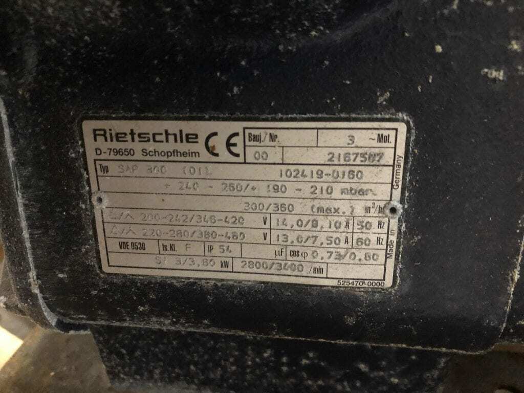 Rietschle SAP 300 (01) 3/3.6kW Air Regenerative Blower 176.5/211CFM 3PH