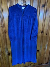VTG National Womens Robe Royal Blue Long Sleeve Granny Core Zip Velvet M Medium