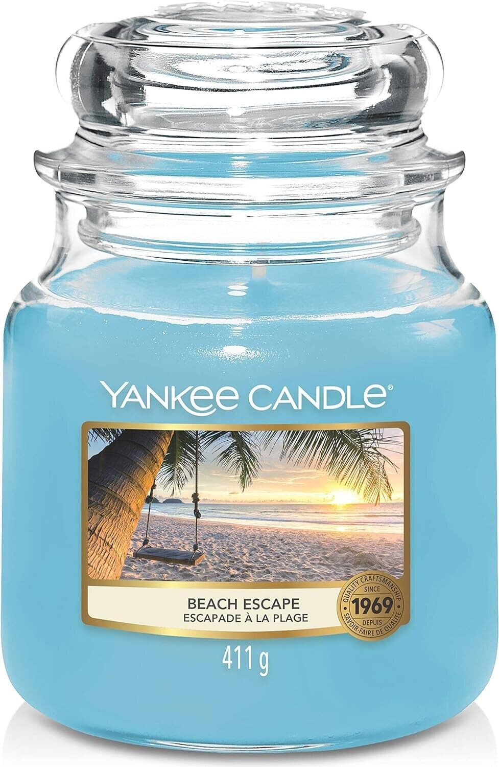 Yankee Candle Jar Medium Beach Escape Soy Wax Candle 411g Burning Time 75Hr