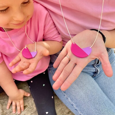 Greek Necklace For Mother and Daughter, Violet and Lilac Mother-Daughter Gift