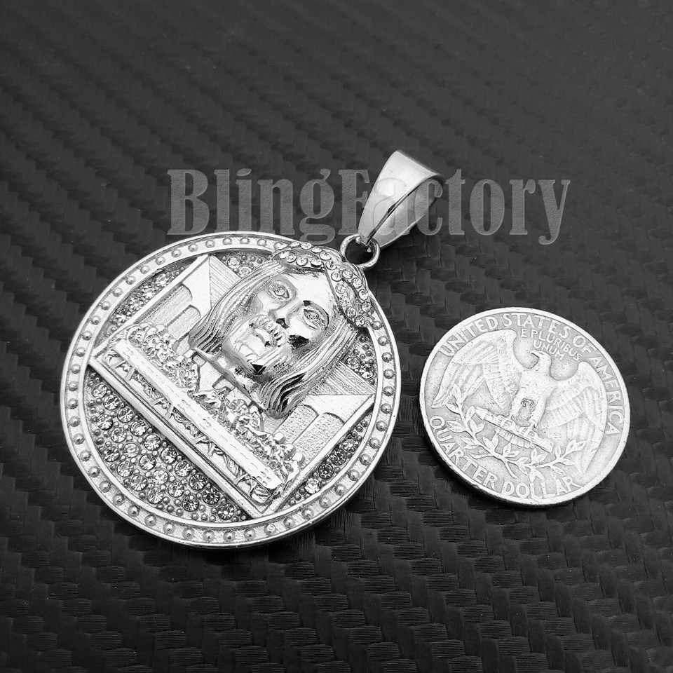 Hip Hop Iced Bust Down Stainless steel Holy Jesus Last Supper Charm Pendant eBay