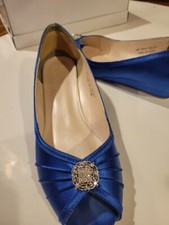David's Bridal Royal Blue 1 1/2" Wedge Shoes Size 10  Kelsey Lovely