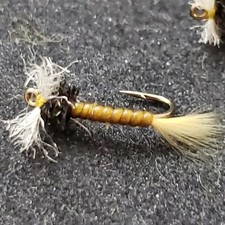 FLY FISHING FLIES MIDGE OLIVE V-RIB CUSTOM TIED SIZE 14