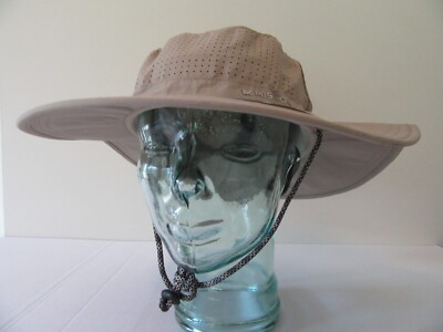 MISSION UPF 50 Wide Brim Khaki Tan Cooling Booney Sun Hat Washable Fishing Kayak