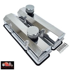 Small Block Chevy Polished Aluminum Fabricated Valve Covers Sbc 350 400 Breather