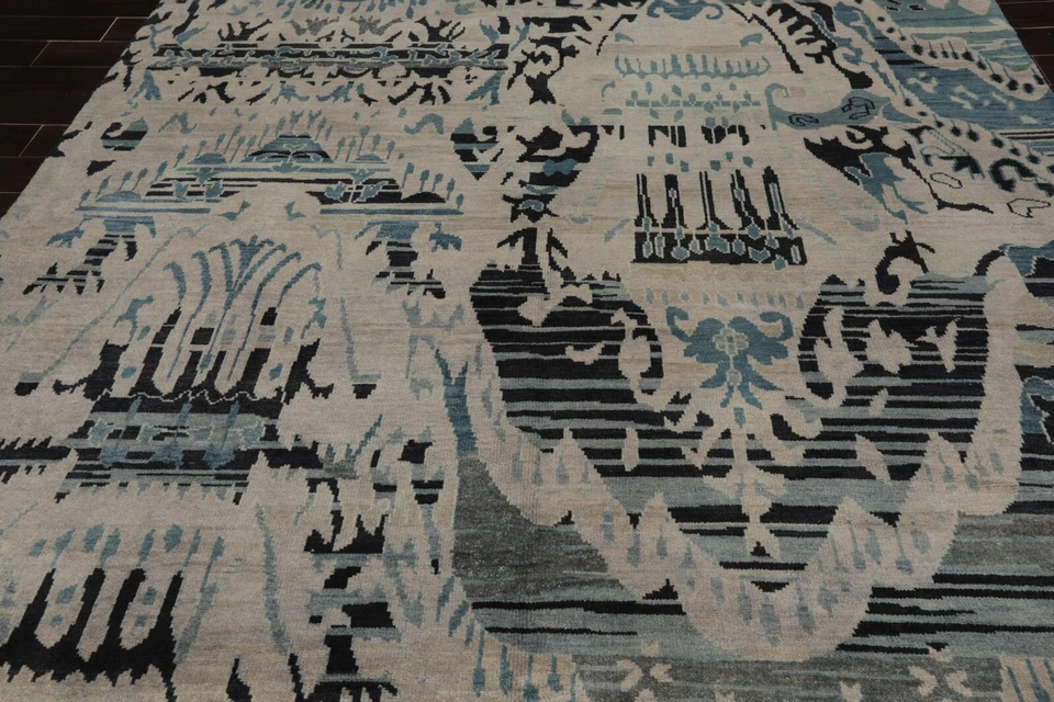 Nourison Oushak Hand Knotted 100% Wool Modern Area Rug Gray Beige 8'6"x11'6" - Image 4 of 4