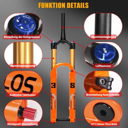 BUCKLOS Factory 38 27,5/29" Enduro E-Bike Widelec sprężynowy pneumatyczny Boost 15 * 110mm do FOX - Zdjęcie 9 z 15