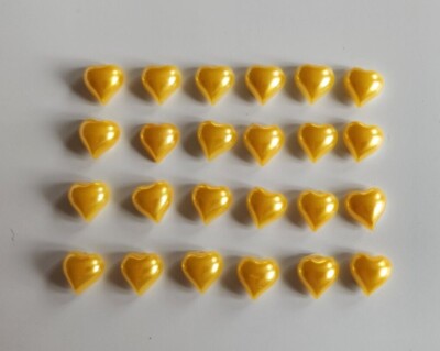 24 x Gold Perlen Herz Flatback Cabochons - Verlobung, Hochzeit, Einladungen